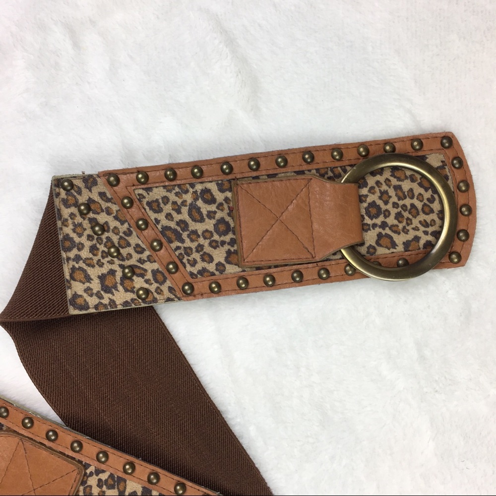 ⛱ NWT Leopard Animal Print Stretch Elastic Wide Statement Belt - Picture 5 of 8